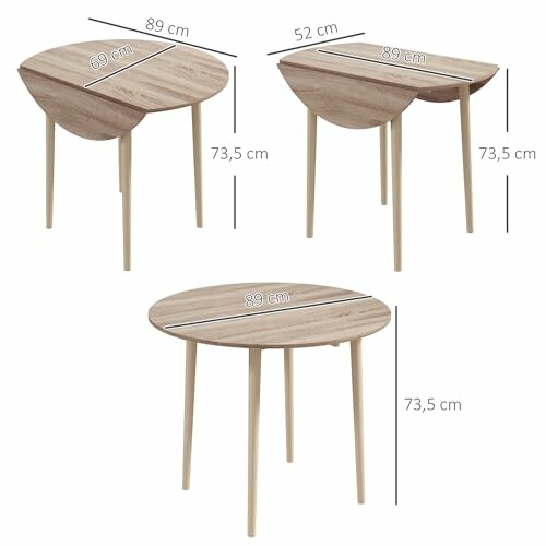 Table ronde en bois pliable avec dimensions