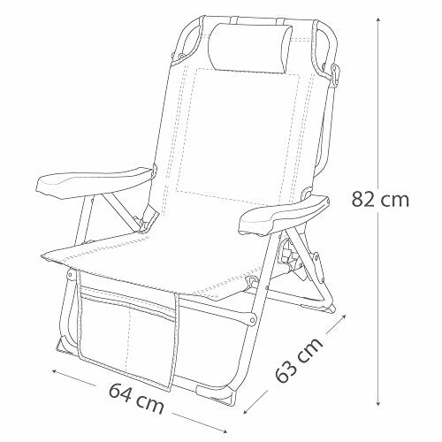 Schéma d'une chaise de plage pliante avec dimensions