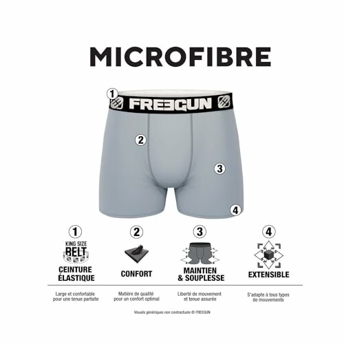 Boxer en microfibre avec ceinture élastique et maintien.