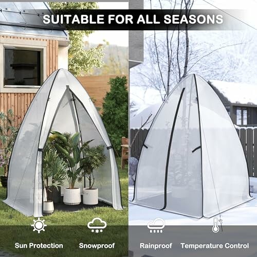 Tente de protection pour plantes adaptée à toutes les saisons.