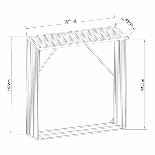 Schéma d'un abri de jardin avec dimensions.