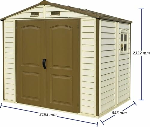 Abri de jardin avec dimensions indiquées
