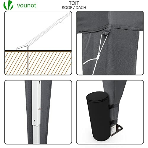 Détails de la structure d'un toit de gazebo