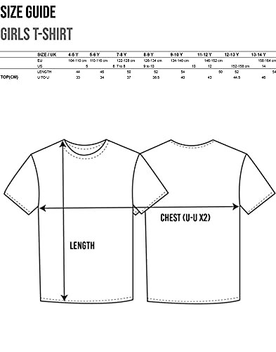 Guide des tailles pour t-shirt fille.