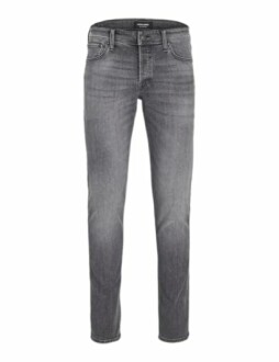 Jean en denim gris pour homme sur fond blanc.