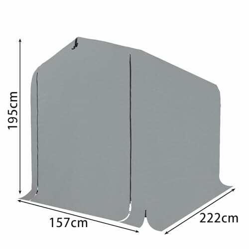 Tente grise avec dimensions indiquées
