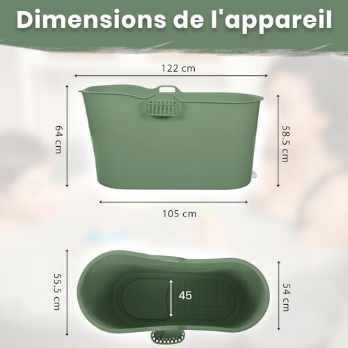 Dimensions d'une baignoire verte