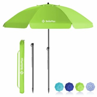 Parapluie de plage vert avec accessoires et options de couleur