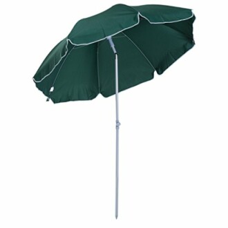 Parasol de plage vert avec mât métallique