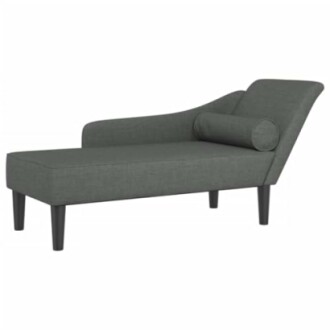 Chaise longue verte moderne avec coussin cylindrique.