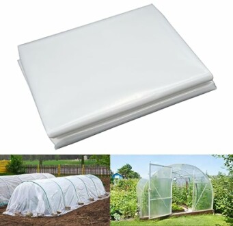 Film en plastique transparent pour serre et tunnel de jardin.