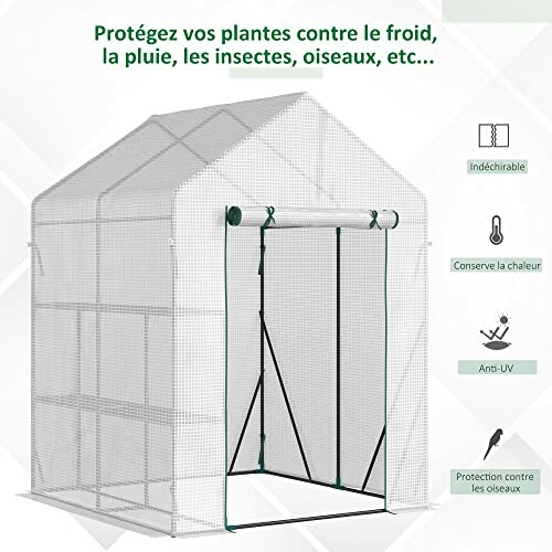 Serre de jardin avec protection contre le froid, la pluie, les insectes et les oiseaux.