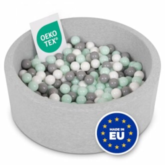 Piscine à balles grises avec label Oeko-Tex, fabriqué en UE