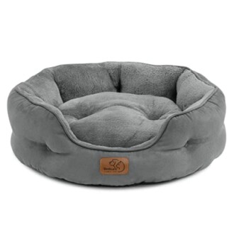 Lit pour animal de compagnie rond et gris