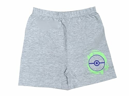 Shorts gris avec motif vert et bleu