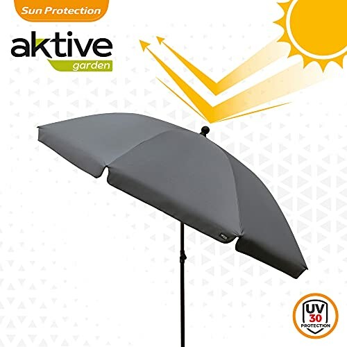 Parasol gris avec protection UV pour le jardin.