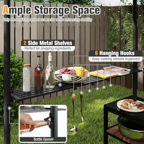 Étagères et crochets pour accessoires de barbecue