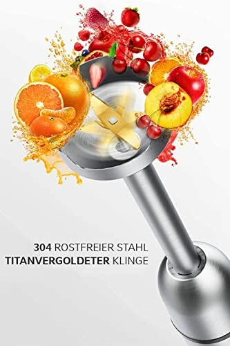 Mixeur plongeant en acier inoxydable avec fruits