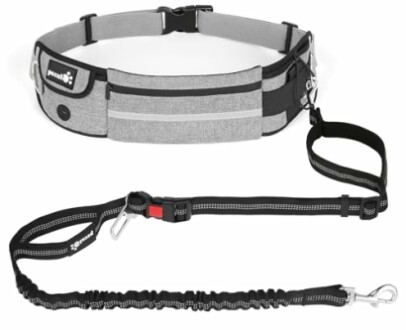 Ceinture de laisse mains libres pour chien avec poche.