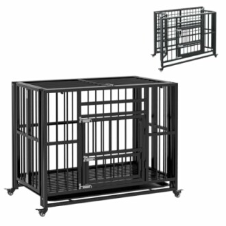 Cage PawHut pour Chien sur Roulettes