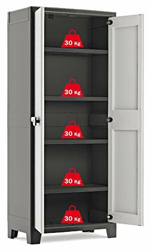 Armoire de rangement robuste avec étagères supportant 30 kg