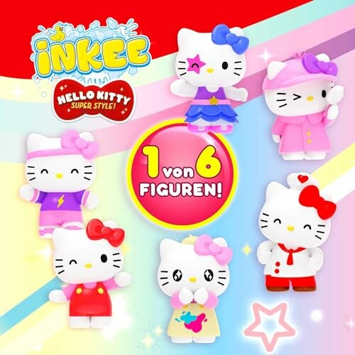 Collection de figurines Hello Kitty colorées.