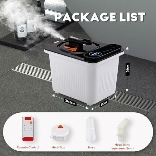 Liste de colisage pour un cuiseur d'herbes avec accessoires.