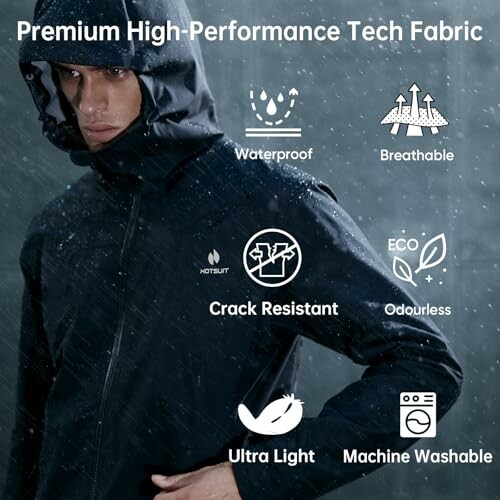 Homme portant une veste imperméable haute performance
