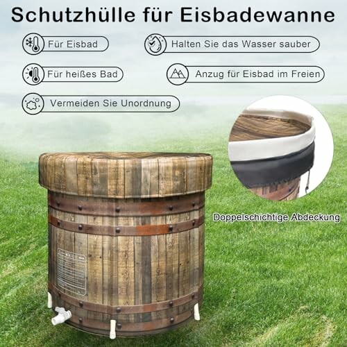 Housse de protection pour baignoire de glace en bois