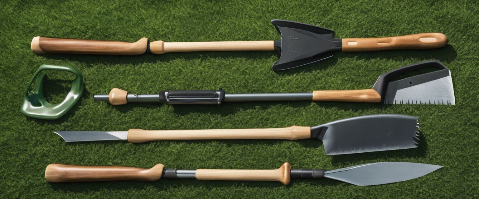 Gardening tools on the grass