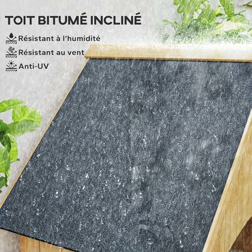 Toit bitumé incliné avec résistance à l'humidité, au vent et anti-UV.