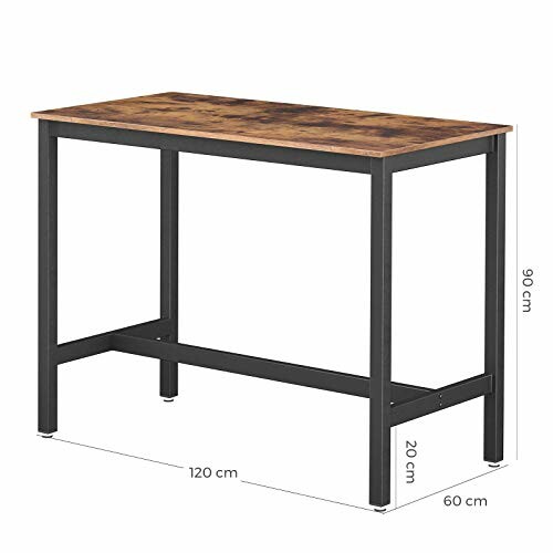 Table de style industriel avec dimensions