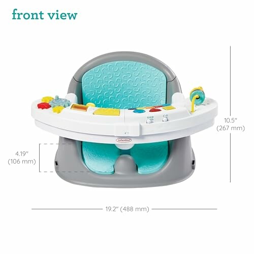 Chaise d'activité pour bébé avec plateau de jeu, vue de face