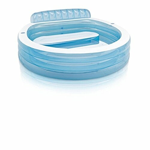 Piscine gonflable bleue avec sièges intégrés.