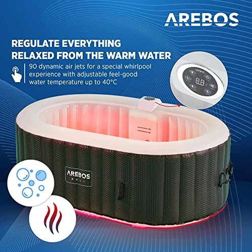 Bain à remous gonflable Arebos avec jets d'air et contrôle de température.
