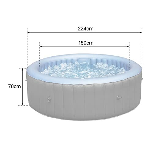 Dimensions d'un spa gonflable rond avec mesures.
