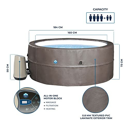Dimensions et caractéristiques d'un jacuzzi gonflable