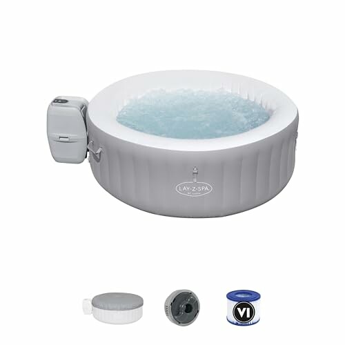 Bain à remous gonflable Lay-Z-Spa avec accessoires.