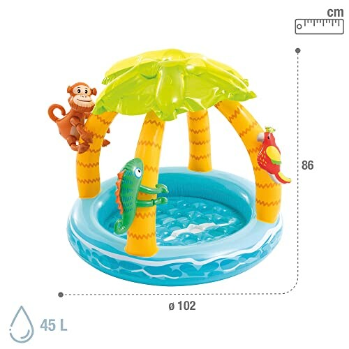 Piscine gonflable pour enfants avec animaux et auvent