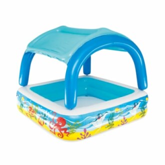 Piscine gonflable pour enfants avec auvent.