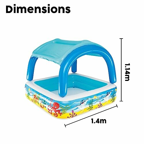 Piscine gonflable pour enfants avec auvent et motifs marins.