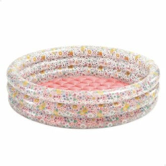 Piscine gonflable pour enfants avec motif floral coloré.