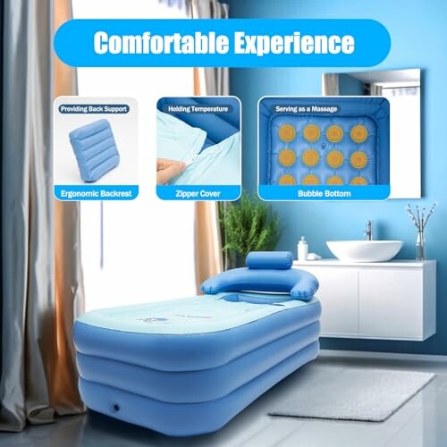 Lit de massage gonflable avec dossier ergonomique et fond à bulles