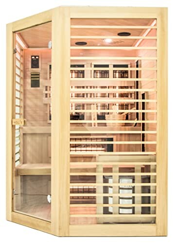 Sauna infrarouge en bois avec portes vitrées