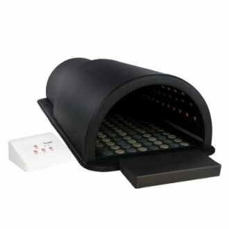 Dôme de sauna infrarouge avec panneau de contrôle.
