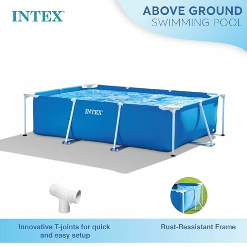Piscine hors sol rectangulaire Intex avec cadre en métal.