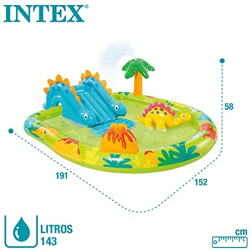 Piscine gonflable pour enfants avec thème dinosaure.