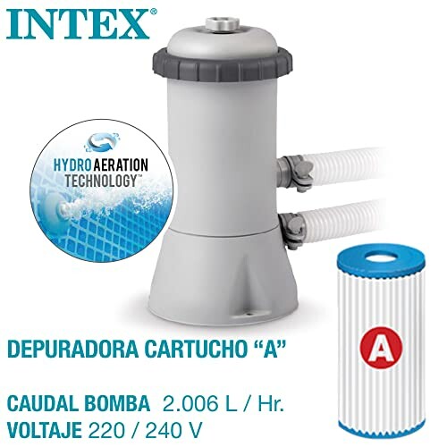 Pompe de filtration Intex avec cartouche A et technologie d'aération