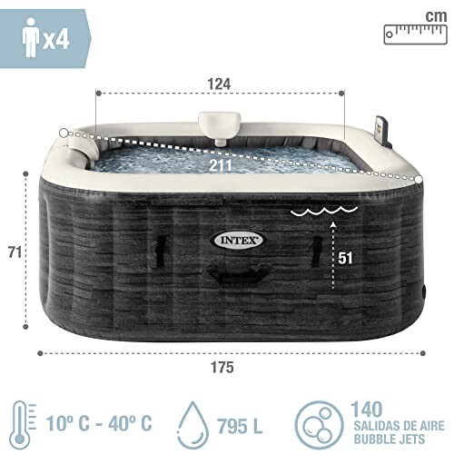 Bain à remous gonflable Intex avec dimensions et caractéristiques