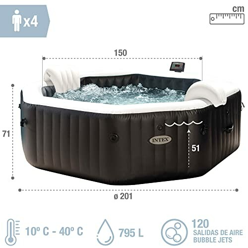 Bain à remous gonflable Intex pour quatre personnes avec jets d'air
